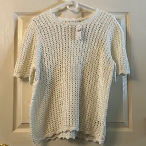Gap white open knit sweater size L